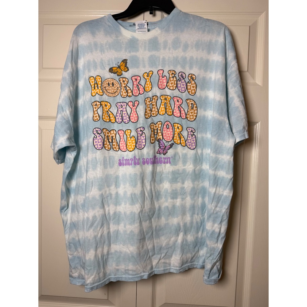 Simply Southern Worry Less Pray Hard Smile More Tie Dye Short Sleeve‎ Tee